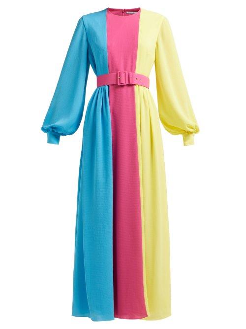 Matchesfashion.com Emilia Wickstead - Bernadette Colour Block Crepe Midi Dress - Womens - Multi