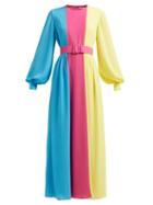 Matchesfashion.com Emilia Wickstead - Bernadette Colour Block Crepe Midi Dress - Womens - Multi