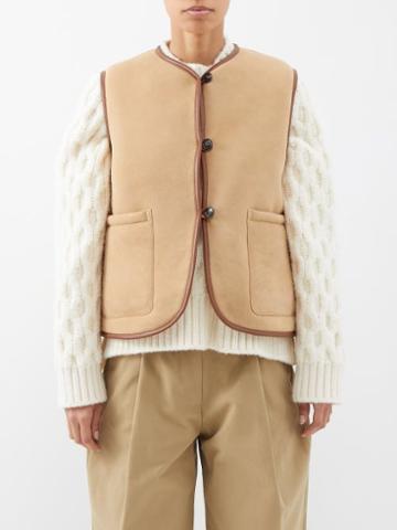 Cawley Studio - Ella Reversible Shearling Suede Gilet - Womens - Beige Brown