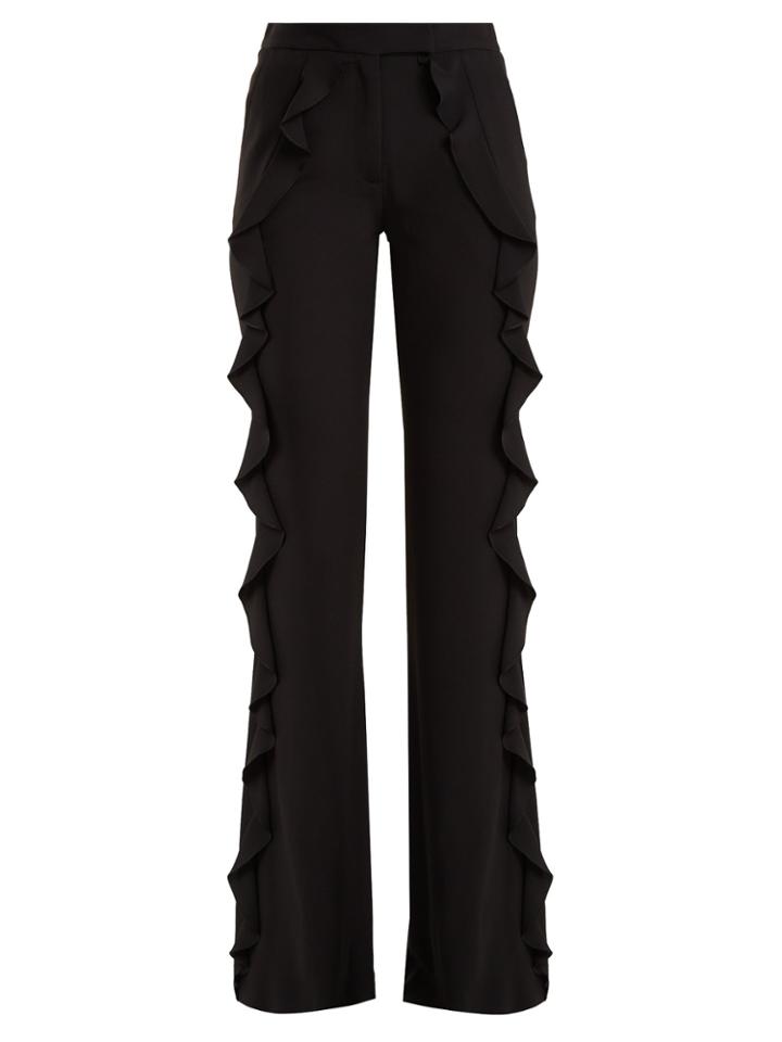 Elie Saab Ruffle-trimmed Wide-leg Crepe Trousers
