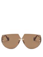 Matchesfashion.com Loewe - Anagram-hinge Rimless Aviator Metal Sunglasses - Womens - Brown