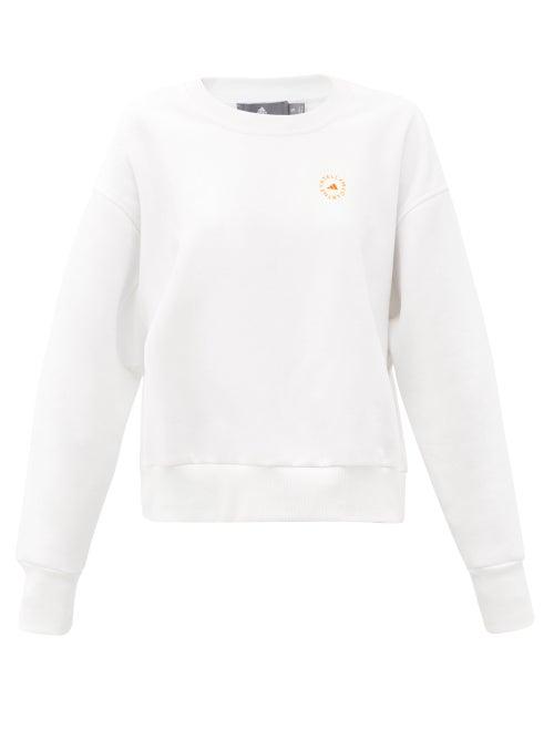 Matchesfashion.com Adidas By Stella Mccartney - Logo-print Organic Cotton-blend Sweatshirt - Womens - White