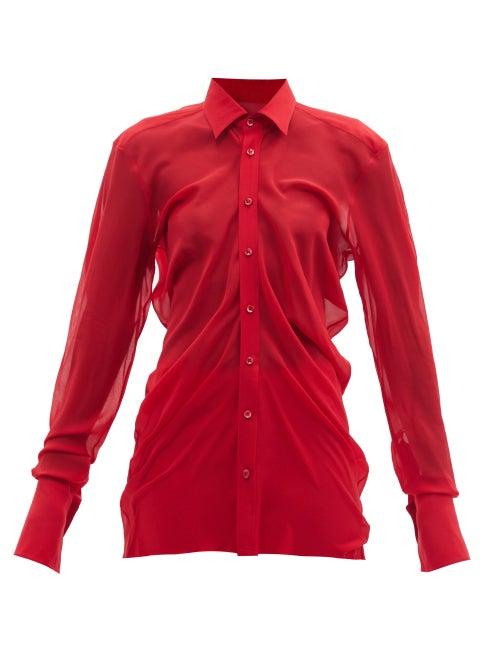 Matchesfashion.com Maison Margiela - Silk-blend Chiffon Shirt - Womens - Red