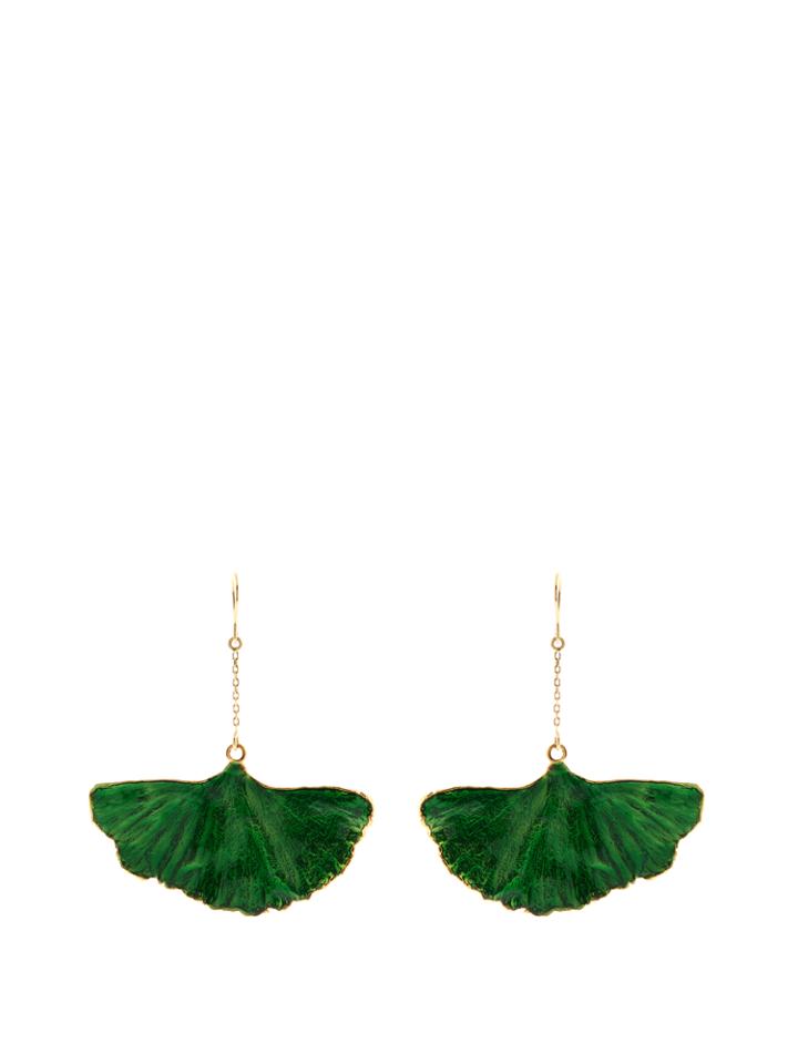 Aurélie Bidermann Ginkgo Lacquered Yellow-gold Earrings