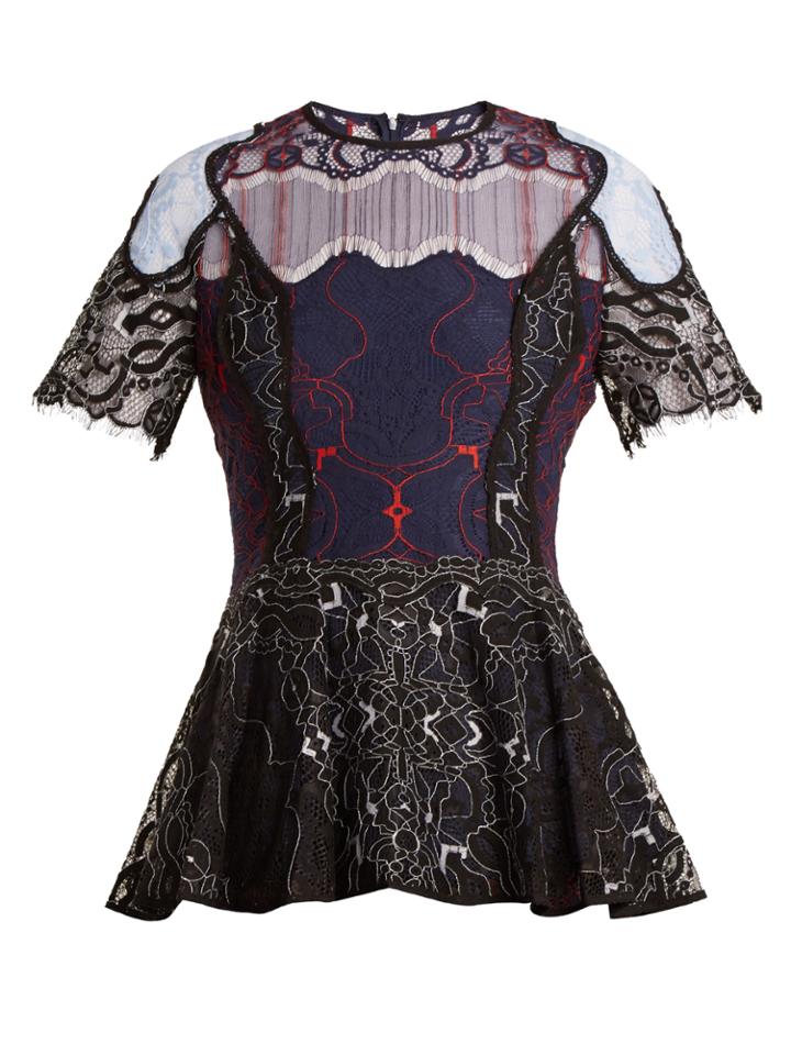 Jonathan Simkhai Tri-colour Embroidered Lace Top