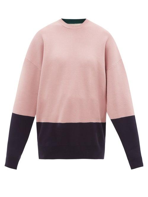 Ladies Rtw Roksanda - Karuo Colour-block Fine-knit Sweater - Womens - Pink Navy