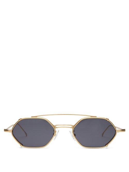 Matchesfashion.com Illesteva - Lola Slim Metal Sunglasses - Mens - Gold