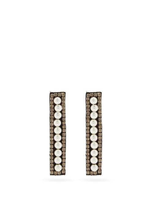 Matchesfashion.com Erdem - Faux-pearl & Crystal-embellished Drop Earrings - Womens - Pearl