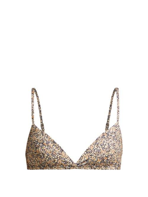 Matchesfashion.com Matteau - The Tri Crop Bikini Top - Womens - Yellow Multi