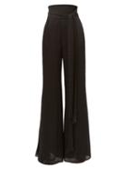 Matchesfashion.com Galvan - Belted High-rise Textured-satin Wide-leg Trousers - Womens - Black