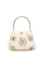 Rosantica - Fatale Luminaria Embellished Boucl Bag - Womens - White Gold