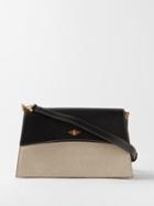 Mtier - Roma Linen And Faux-leather Cross-body Bag - Womens - Black Beige