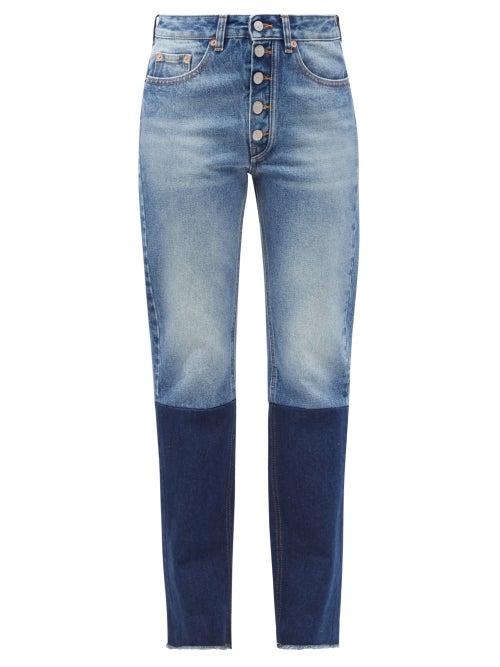 Matchesfashion.com Mm6 Maison Margiela - High-rise Two-tone Straight-leg Jeans - Womens - Denim Multi