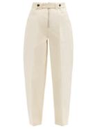 Matchesfashion.com Jil Sander - High-rise Topstitched Cotton Trousers - Womens - Cream