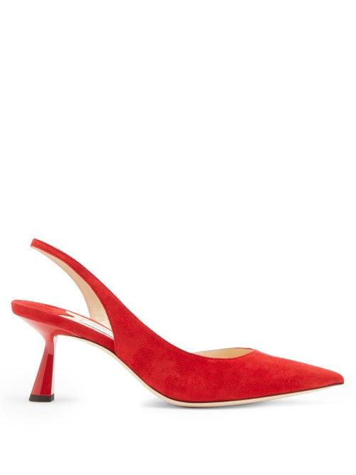Matchesfashion.com Jimmy Choo - Fetto 65 Suede Slingback Pumps - Womens - Red