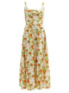 Emilia Wickstead - Angela Floral-print Poplin Midi Dress - Womens - Orange