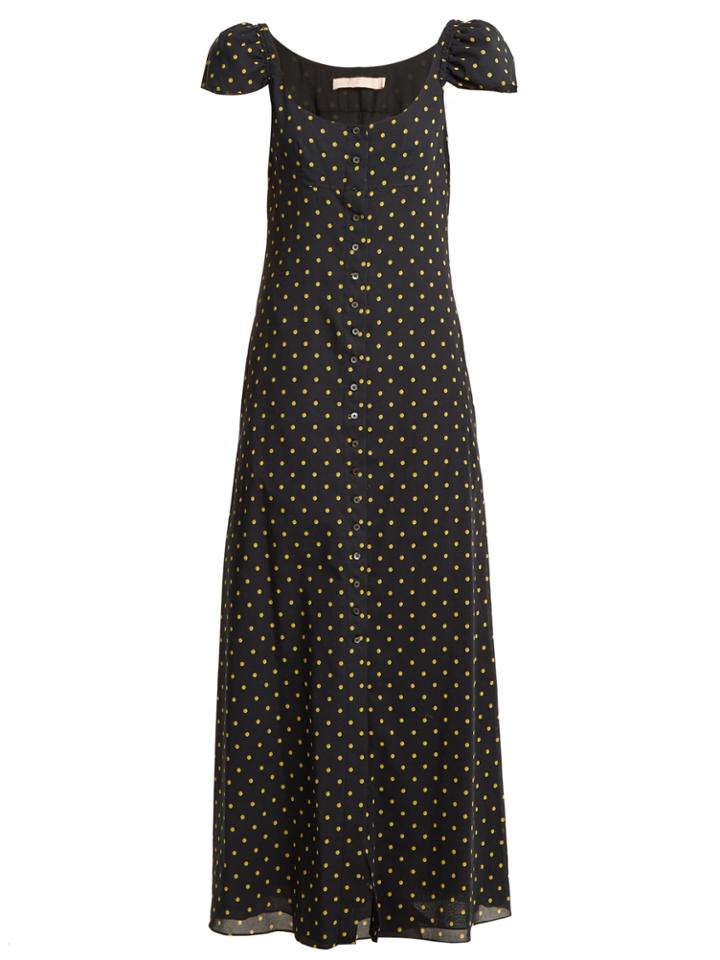 Brock Collection Polka Dot-print Button-down Silk Dress