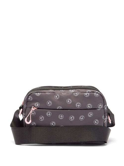 Ganni - Smiling Face-print Recycled-fibre Cross-body Bag - Womens - Black White