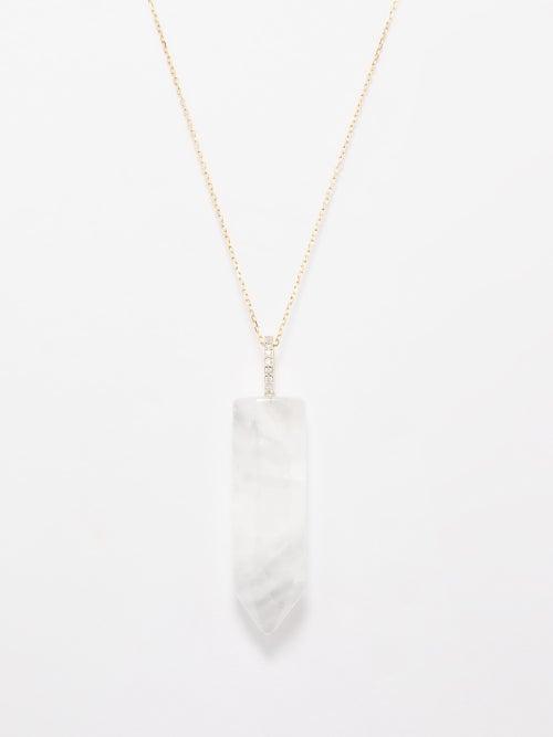 Mateo - Healing Crystal Quartz, Diamond & Gold Necklace - Womens - Gold Multi