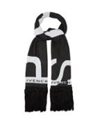 Matchesfashion.com Givenchy - Fringed Logo-jacquard Cotton Scarf - Mens - Black White