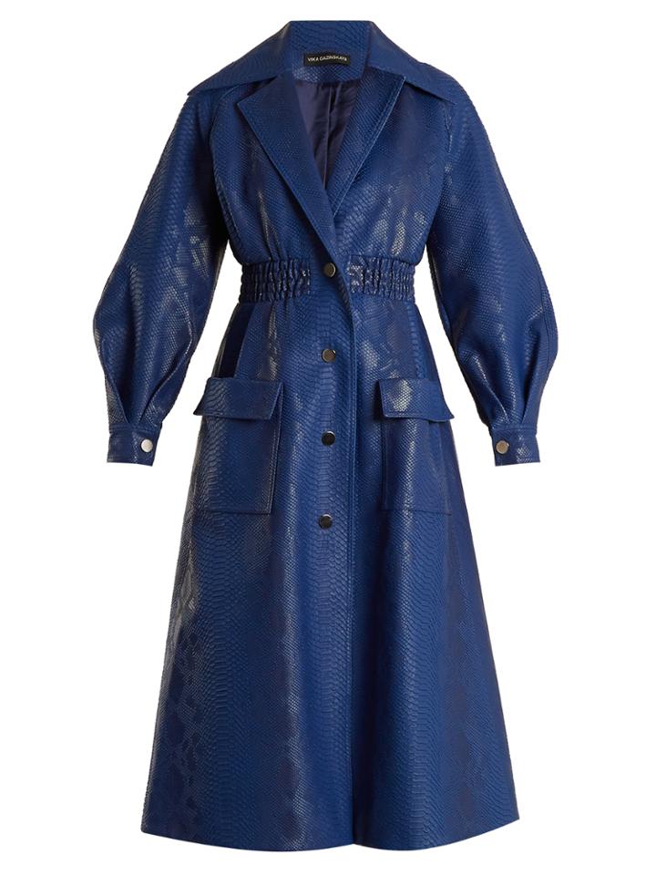 Vika Gazinskaya Crocodile-effect Faux-leather Coat