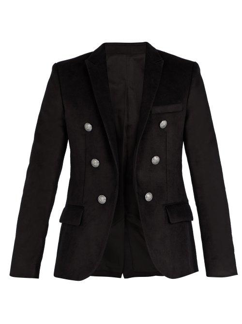 Matchesfashion.com Balmain - Moleskin Blazer - Mens - Black