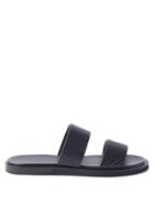 Zegna - Baleari Woven-strap Leather Slides - Mens - Black