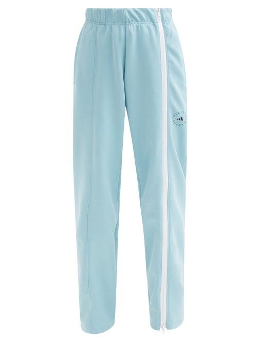 Adidas By Stella Mccartney - Zip-striped Recycled Fibre-blend Track Pants - Womens - Light Blue