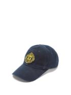 Balenciaga - Crest-embroidered Cotton-twill Cap - Mens - Navy