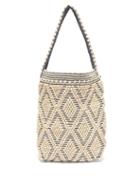Matchesfashion.com Antonello Tedde - Rombi Pompom Woven Shoulder Bag - Womens - Navy Multi