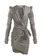 Matchesfashion.com Alexandre Vauthier - Houndstooth Printed Silk Blend Mini Dress - Womens - White Multi
