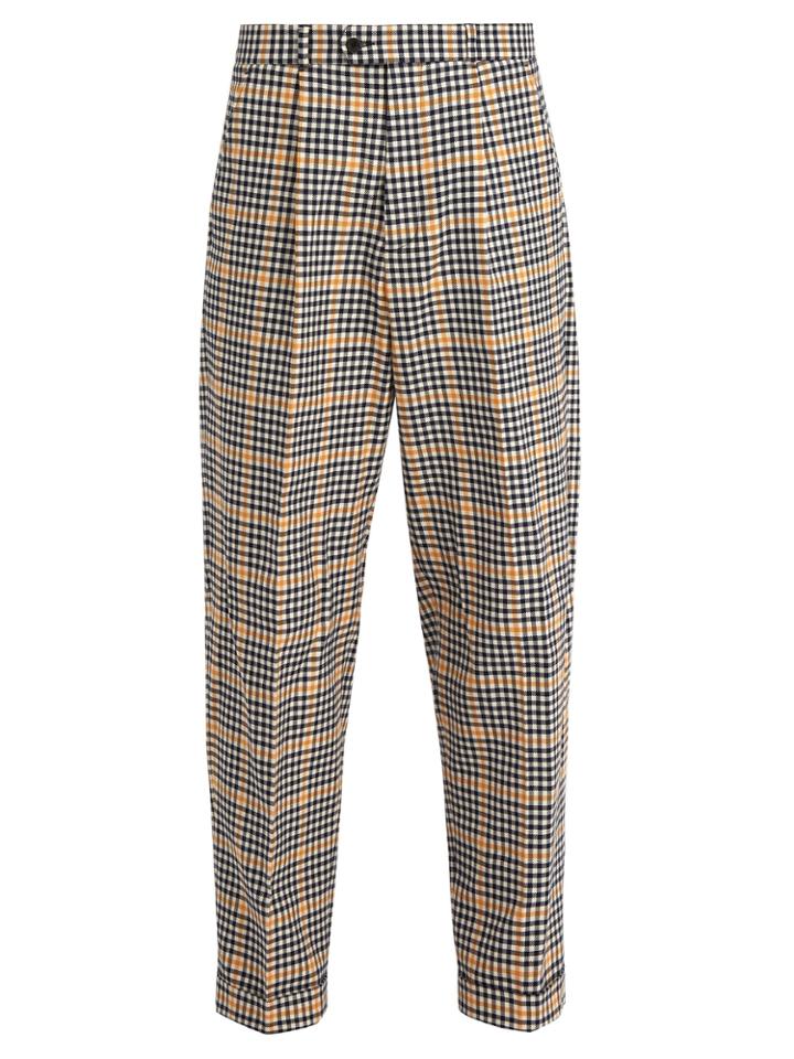 Éditions M.r Pleated-front Slim-leg Gingham Cotton Trousers