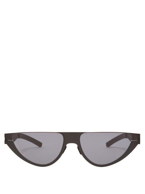 Matchesfashion.com Mykita - Kitt Half Moon Sunglasses - Mens - Black