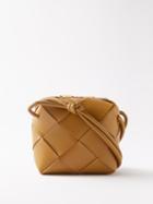 Bottega Veneta - Cassette Mini Intrecciato-leather Cross-body Bag - Womens - Camel