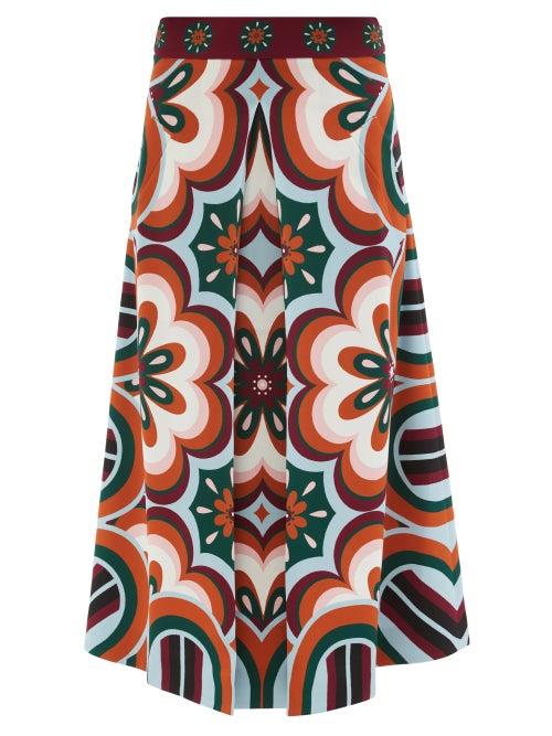 Ladies Beachwear La Doublej - Santa Monica Ciccio-print Skirt - Womens - Orange Multi