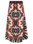Ladies Beachwear La Doublej - Santa Monica Ciccio-print Skirt - Womens - Orange Multi