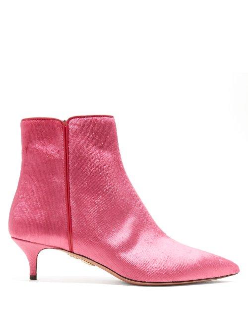 Matchesfashion.com Aquazzura - Quant 45 Velvet Ankle Boots - Womens - Pink