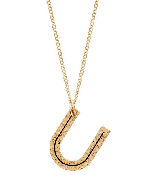 Matchesfashion.com Burberry - Hammered U-charm Gold-plated Necklace - Womens - Gold