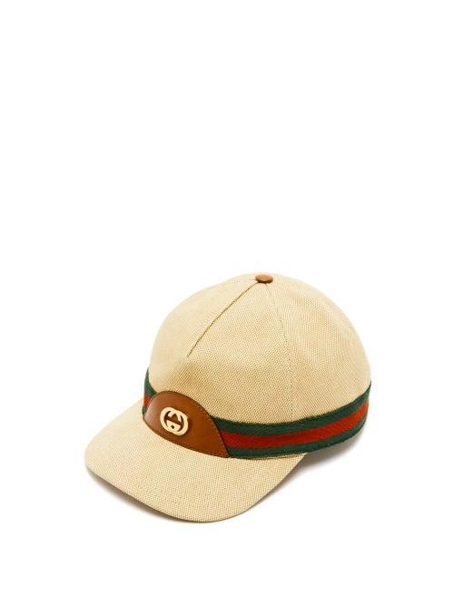 Matchesfashion.com Gucci - Gg Logo Web Stripe Canvas Baseball Cap - Mens - Beige