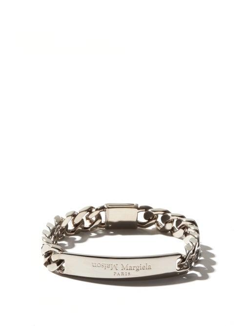 Matchesfashion.com Maison Margiela - Logo-engraved Curb-chain Sterling-silver Bracelet - Mens - Silver
