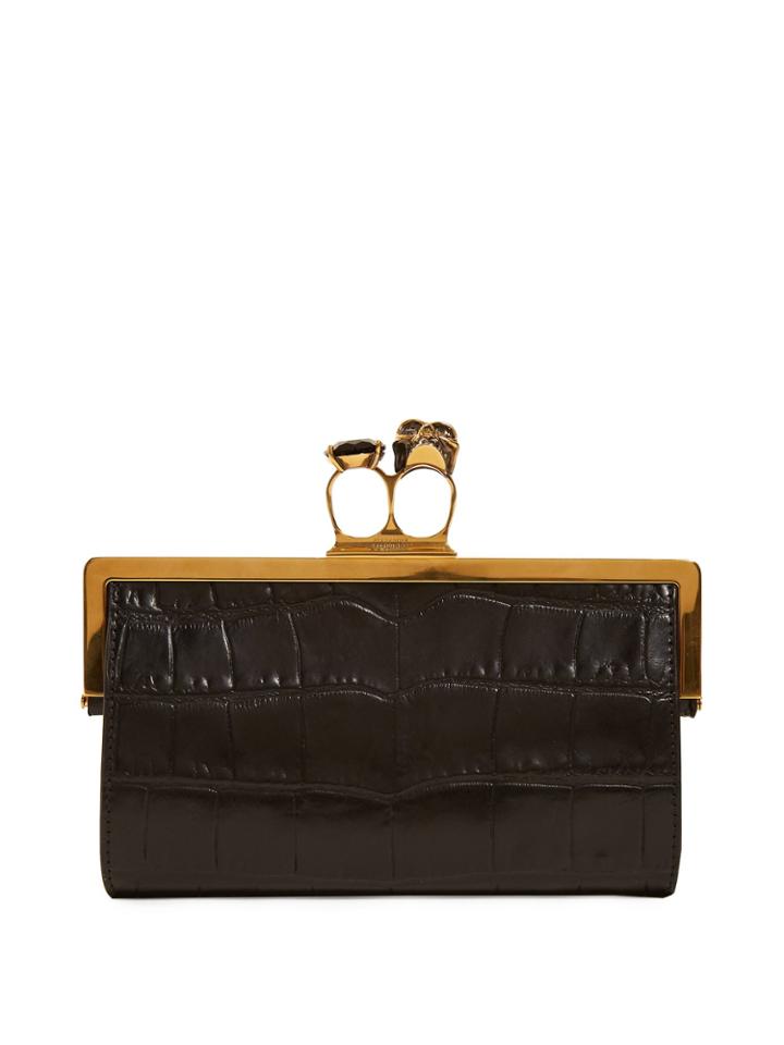Alexander Mcqueen Crocodile-effect Leather Ring Clutch