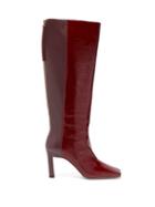 Matchesfashion.com Wandler - Isa Two Tone Square Toe Leather Boots - Womens - Burgundy