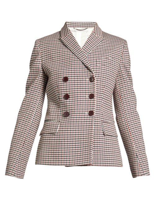 Matchesfashion.com Stella Mccartney - Olivia Double Breasted Checked Blazer - Womens - Burgundy Multi