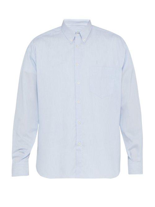 Matchesfashion.com Jacquemus - Logo Embroidered Striped Cotton Shirt - Mens - Light Blue