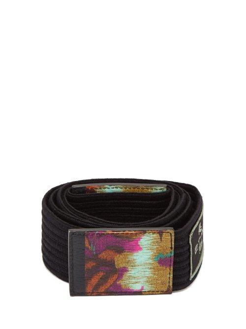 Matchesfashion.com Etro - Floral Print Ribbed Cotton Tie Belt - Womens - Black