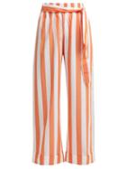 Matchesfashion.com Mara Hoffman - Sasha Wide Leg Striped Cotton Trousers - Womens - Orange White