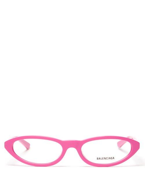 Matchesfashion.com Balenciaga - Neo Oval Frame Acetate Glasses - Womens - Pink
