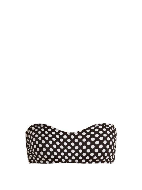 Matchesfashion.com Norma Kamali - Sunglass Polka Dot Print Bikini Top - Womens - Black Multi