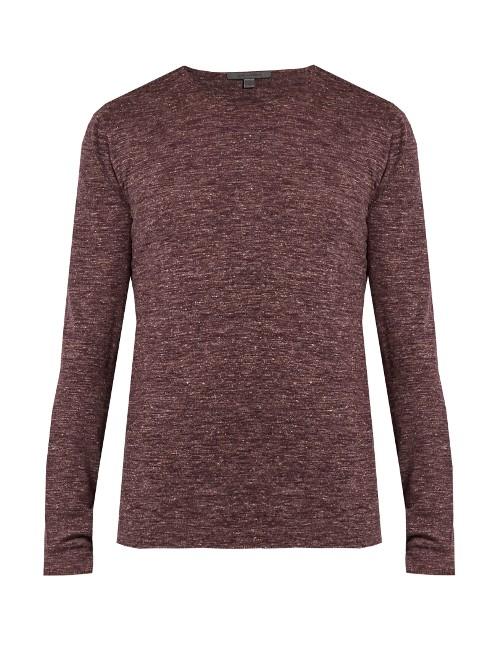 John Varvatos Wool And Linen-blend Jersey Top