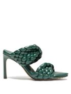 Matchesfashion.com Bottega Veneta - Padded Intrecciato-leather Mules - Womens - Dark Green